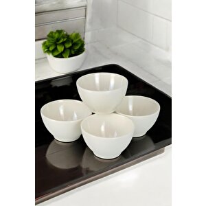 4'lü Porselen Çerezlik Sunum Kase Seti 10 Cm Sade Krem - Tl4037423 C320.003
