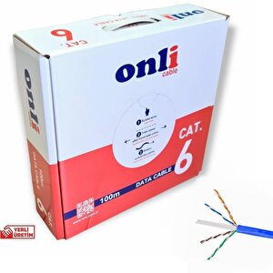 23awg Utp Cat6 Network Kablosu Mavi 100mt Yerli Üretim