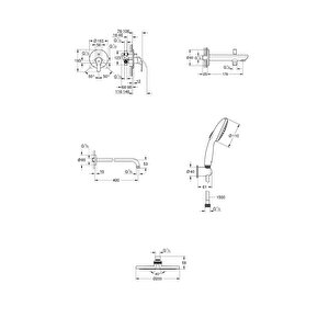 Eurosmart Gagalı Ankastre Banyo Seti - 33305003set5