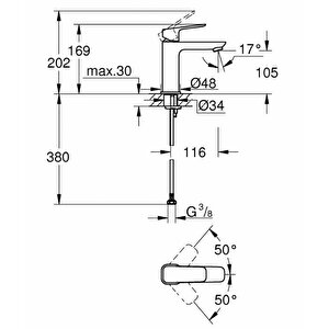 Grohe Lavabo Bataryası Cubeo M-boyut Krom - 1017550000