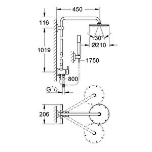 Rainshower System Duvara Monte Yön Değiştiricili Duş Sistemi (27361000)