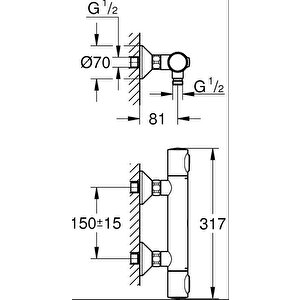 Grohe Grohtherm 500 Termostatik Duş Bataryası - 347932430