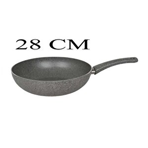 Granit Wok Tava 28 Cm Cam Kapaklı