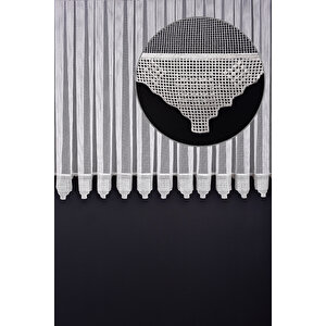 Tül Perde Dantelli V7 Ds:14328 1x3 Sık Pile 1. Kalite Kırık Beyaz 140x260 cm