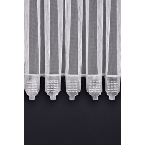 Tül Perde Dantelli V7 Ds:14328 1x3 Sık Pile 1. Kalite Kırık Beyaz 140x260 cm