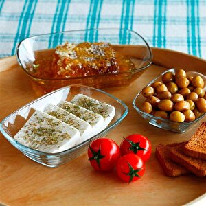 Defne Cam Kayık Servis Tabağı - Cam Kahvaltılık 8 Li 2 Boy