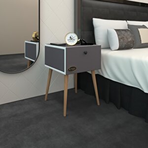 Komodin Tora Gri 60*39*39 Komidin Ahşap Ayaklı Kitaplık Ayakkabılık Kapaklı Arkalıklı