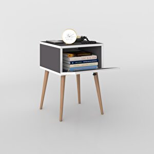Komodin Tora Gri 60*39*39 Komidin Ahşap Ayaklı Kitaplık Ayakkabılık Kapaklı Arkalıklı