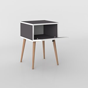 Komodin Tora Gri 60*39*39 Komidin Ahşap Ayaklı Kitaplık Ayakkabılık Kapaklı Arkalıklı