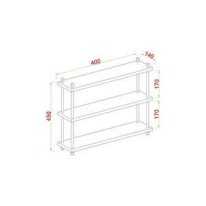 İnci Baharatlık, Mutfak Rafı, Çok Amaçlı Raf, 3 Katlı , Metal Ayaklı, Organizer, 40 Cm, Frezya Frezya