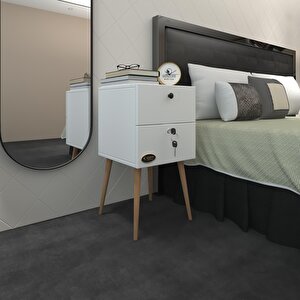 Komodin Kilitli Sakura Byz 74*39*39 Komidin Ahşap Ayaklı Kitaplık Ayakkabılık Kapaklı Arkalıklı Beyaz