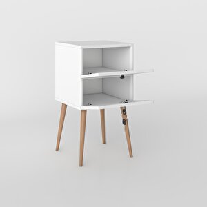 Komodin Kilitli Sakura Byz 74*39*39 Komidin Ahşap Ayaklı Kitaplık Ayakkabılık Kapaklı Arkalıklı Beyaz