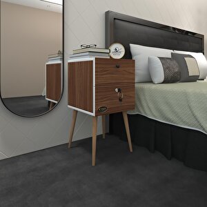 Komodin Kilitli Sakura Cvz 74*39*39 Komidin Ahşap Ayaklı Kitaplık Ayakkabılık Kapaklı Arkalıklı Ceviz