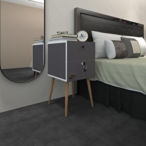 Komodin Kilitli Sakura Gri 74*39*39 Komidin Ahşap Ayaklı Kitaplık Ayakkabılık Kapaklı Arkalıklı Gri