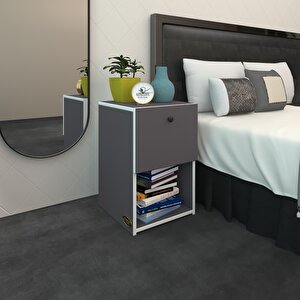 Komodin Izumi Gri 60*39*39 Komidin Kitaplık Ayakkabılık Kapaklı Arkalıklı Gri