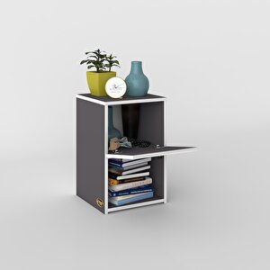 Komodin Izumi Gri 60*39*39 Komidin Kitaplık Ayakkabılık Kapaklı Arkalıklı Gri