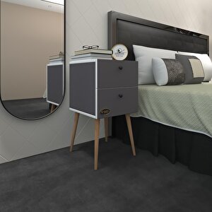Komodin Hanami Gri 74*39*39 Komidin Ahşap Ayaklı Kitaplık Ayakkabılık Kapaklı Arkalıklı Gri