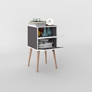 Komodin Hanami Gri 74*39*39 Komidin Ahşap Ayaklı Kitaplık Ayakkabılık Kapaklı Arkalıklı Gri