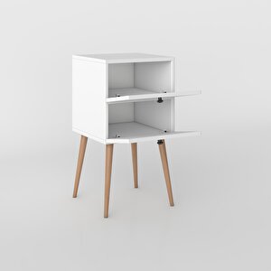 Komodin Hanami Byz 74*39*39 Komidin Ahşap Ayaklı Kitaplık Ayakkabılık Kapaklı Arkalıklı Beyaz