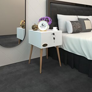 Komodin Kazuki Byz 60*39*39 Komidin Ahşap Ayaklı Kitaplık Ayakkabılık Kapaklı Arkalıklı Beyaz