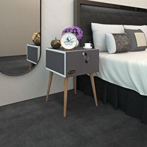Komodin Kazuki Gri 60*39*39 Komidin Ahşap Ayaklı Kitaplık Ayakkabılık Kapaklı Arkalıklı Gri