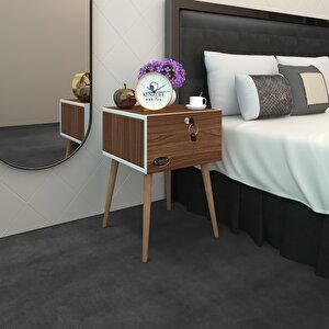 Komodin Kazuki Cvz 60*39*39 Komidin Ahşap Ayaklı Kitaplık Ayakkabılık Kapaklı Arkalıklı Ceviz