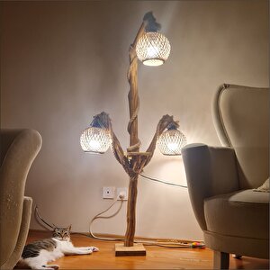 Led Ampullü Uzun Ayaklı Ev Ofis 3 Lü Oturma Yatak Odası Salon Kitap Okuma Lambaderi Abajuru Aplik
