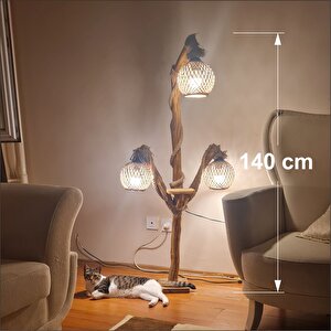 Led Ampullü Uzun Ayaklı Ev Ofis 3 Lü Oturma Yatak Odası Salon Kitap Okuma Lambaderi Abajuru Aplik