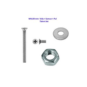 M4x30 Mm Vida+somun+pul Matkap Uçlu Yhb Vida Set 50 Adet
