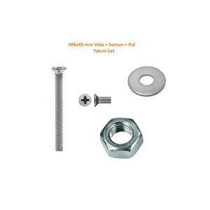 M6x45 Mm Vida+somun+pul Matkap Uçlu Yhb Vida Set 50 Adet