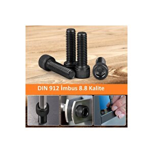 İmbus Siyah Çelik Civata Din 912 8.8 Kalite 6x20 Mm 20 Adet