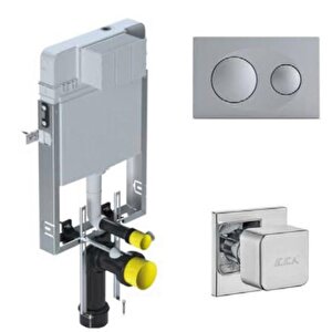 Smooth Gömme Rezervuar 3 'lü Set Gövde T020111+Panel P400180+ANKASTRE Ara Kesme Valfi 102151024 T020111bk40