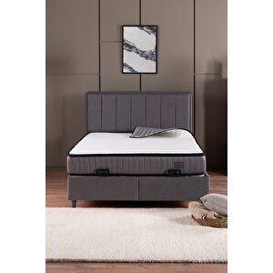 Royal Plus Sandıklı Baza Başlık Paket Yaylı Pedli Yatak Seti Antrasit