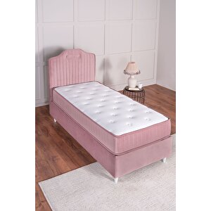 Royal Lux Sandıklı Baza Başlık Paket Yaylı Pedli Yatak Seti Pembe