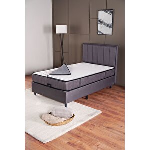 Royal Plus Sandıklı Baza Başlık Paket Yaylı Pedli Yatak Seti Antrasit