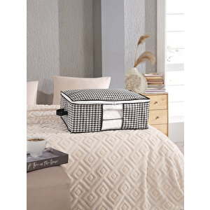 Baza Ve Yatak Altı Uyumlu 4 Adet Lüks Pencereli Dolap Düzenleyici Hurç Baza Altı Hurç 64x45x22 Cm Siyah