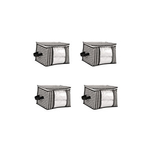 4 Adet Lüks Pencereli Çok Amaçlı Dolap Düzenleyici Hurç Çorap Hurcu 34 X 22 X 22 Cm Siyah