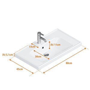 Turkuaz Frame Lavabo 80x45 Cm. Beyaz