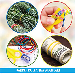 Paket Lastiği Karışık Renk 1000adet %100 Kauçuk Okul-Kırtasiye-Paketleme-Ambalaj Çok Renkli