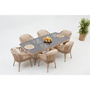 Li̇nda Bahçe Balkon  Masa Takimi 6 Ki̇şi̇li̇k