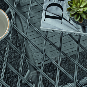 Rio Rattan Bahçe Balkon Oturma Takımı 2+1+1+camlı Masa Gri