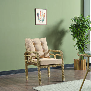 Rio Rattan Bahçe Balkon Oturma Takımı 2+1+1+camlı Masa Cappuccino