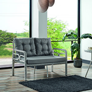 Rio Rattan Bahçe Balkon Oturma Takımı 2+1+1+camlı Masa Kemik Rengi