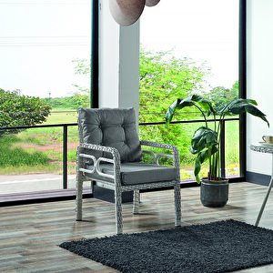 Rio Rattan Bahçe Balkon Oturma Takımı 2+1+1+camlı Masa Kemik Rengi