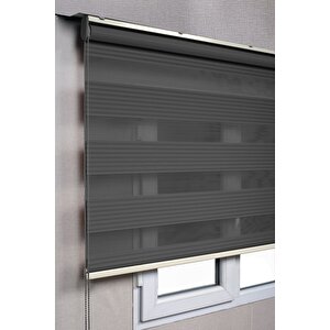 Pileli Antrasit Zebra Stor Kaliteli Güneşlik Perdeler 190x200 cm