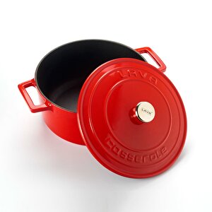 Döküm Yuvarlak Tencere Çap(ø) 22cm. Folk - Kırmızı