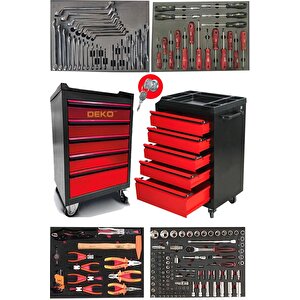Xl Trend Seri̇ 5 Çekmeceli İçi Dolu 185 Parça Full Set Alet Dolabı Atölye Usta Seti Takım Arabası