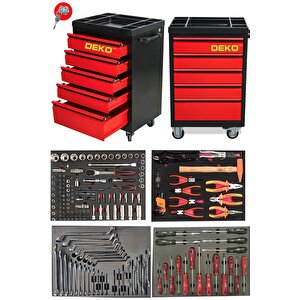 Xl Trend Seri̇ 5 Çekmeceli İçi Dolu 185 Parça Full Set Alet Dolabı Atölye Usta Seti Takım Arabası
