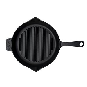 Döküm Yuvarlak Izgara Tava Çap 28cm. Döküm Demir Yekpare Saplı