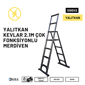 2.1m Kevlar Yalıtkan/yüksek Gerilime Dayanıklı Çok Fonksiyonlu Merdiven 20ackv - Telescopics 105eks